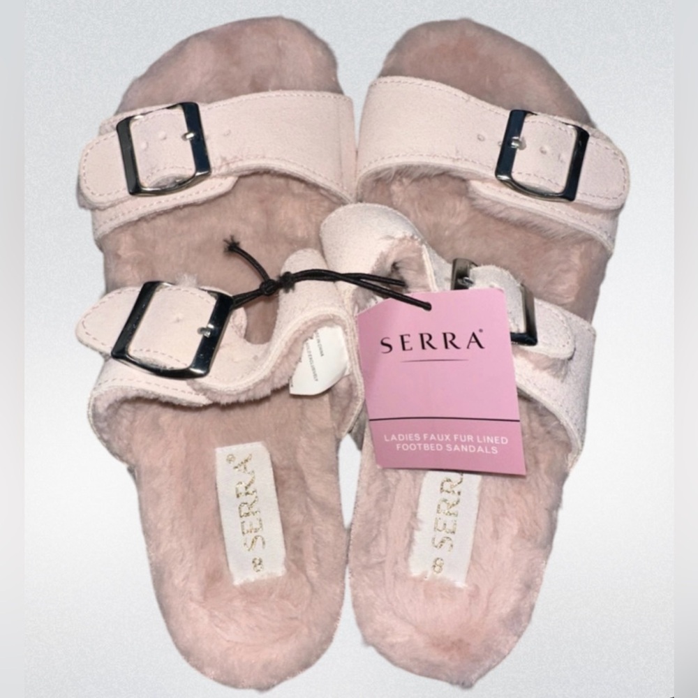 SERRA Faux Fur Lined Footbed Slippers Sz 8‎ New With Tags